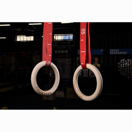 Купить Кольца гимнастические 32 мм красные стропы в Клине 